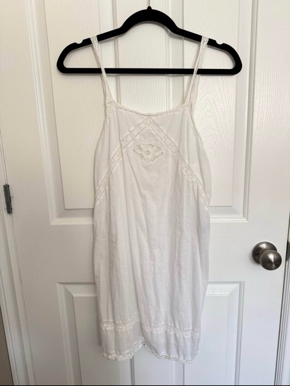 Zara White Lace-Trim Slip Dress